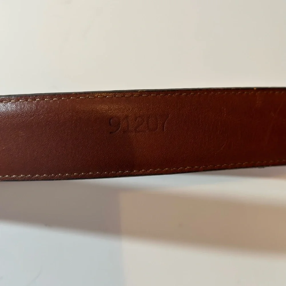 Vintage Lloyd's Brown Lizard Grain Leather Belt Solid Brass Buckle Size 40